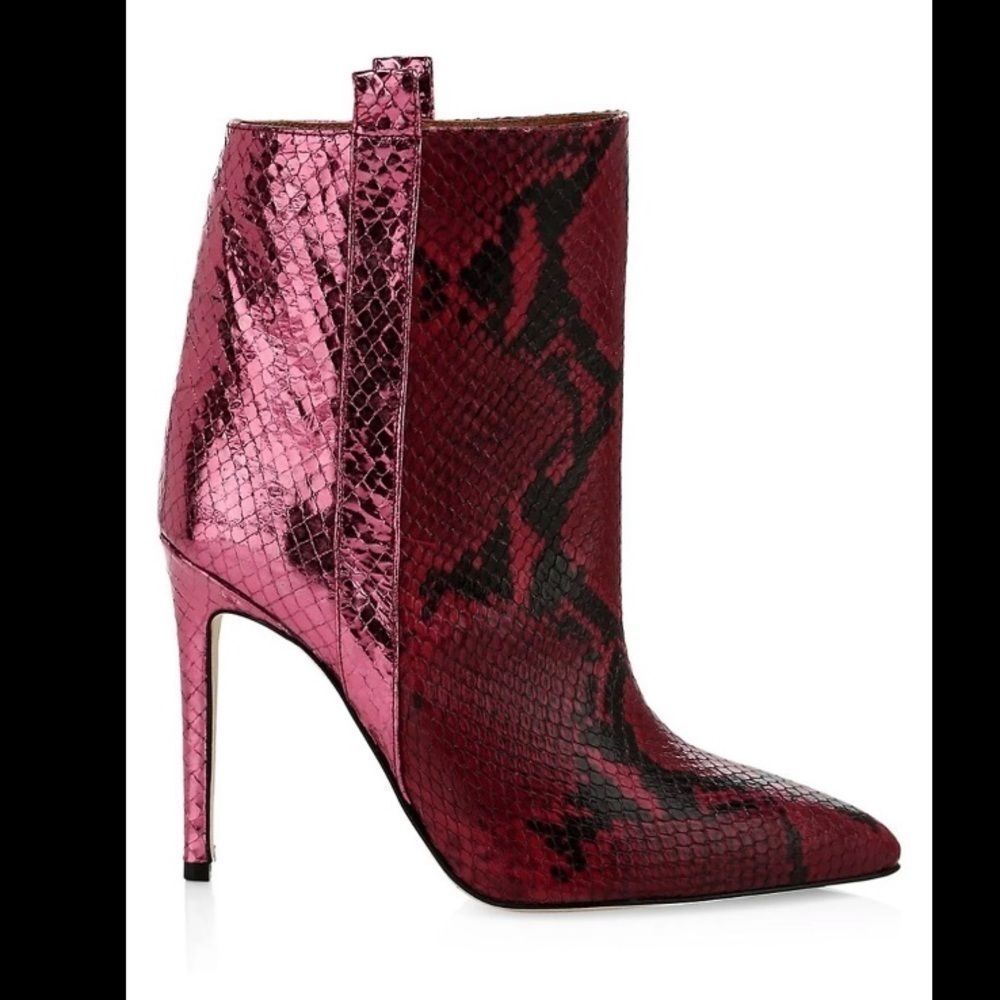 Paris Texas Metallic Snakeskin-Embossed Booties Us 6 $565